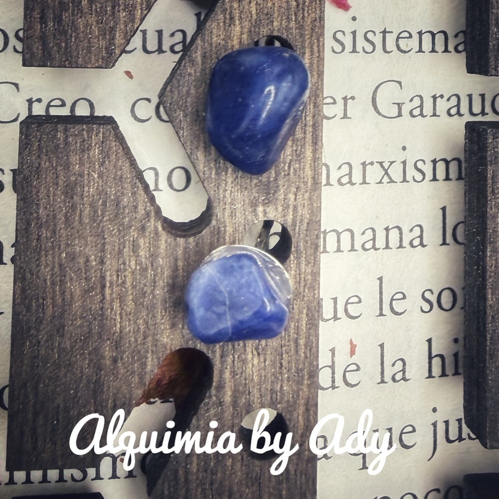 Unisex deep Blue Freeform lapis lazuli stud and Silver Earrings